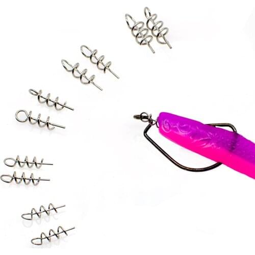 Soft Lure Spring Lock Pin 20pcs Fishing pin Screw Crank Hook Spring Twist Lock Fishing Connector Swivel Snap Stainless Steel