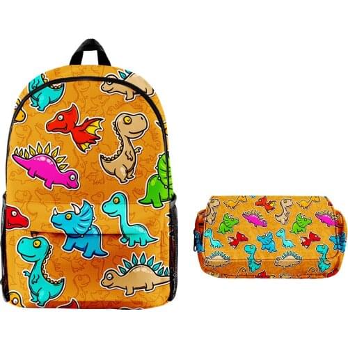 2021 New 3pcs/Set Backpack Dinosaur Fashion Backpack Shoulder Bags 3D Print School Bag High Quality Student Backpack