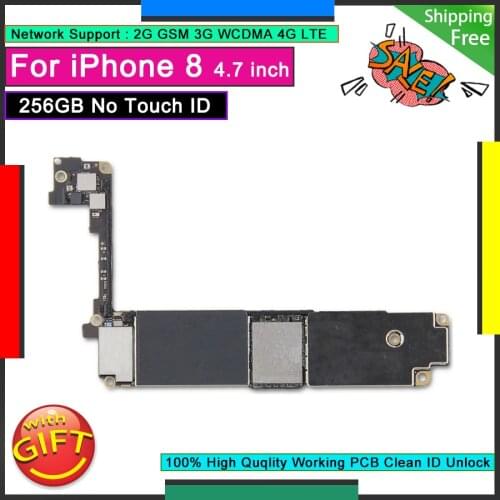 Original Logic Board No Home Button For IPhone 8 Motherboard 256GB Without Touch ID Unlocked Good Working Mainboard Tested Plate