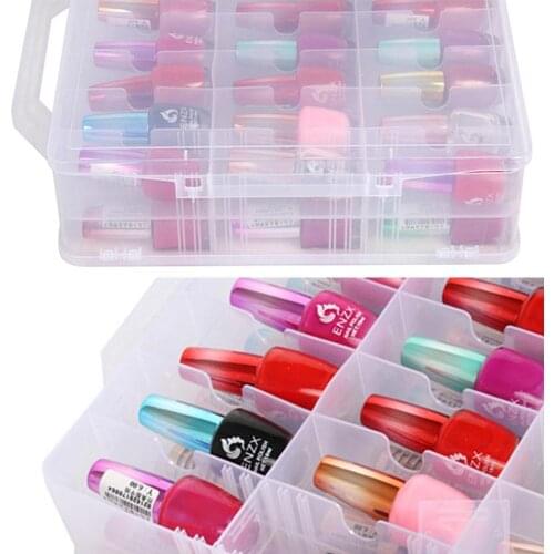 Empty Nail Polish Storage Box Equipment For Nail Oil Storage Double Box Box Lattice Storage Sided 48 Portable Rack J2R4