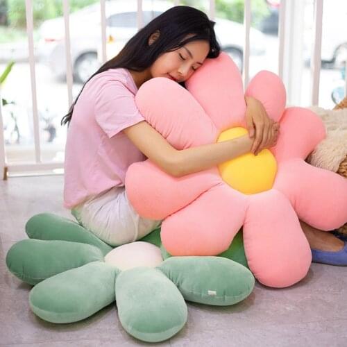 Colorful Flower Cushion Plush Pillow Toy Home Decor Room Car Office Chair Headrest Cushion Soft Cartoon Sofa Cushion Girls Gifts