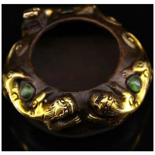 Rare old Hand-inlaid gems gilt&sliver miscellaneous pieces bronze flate dish ornaments