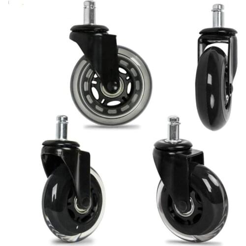 2.5/3 Inch PU Furniture Casters 360 Degree Swivel Mute For Office Computer Chair Adjustable Rolling Double Bearing Cart Wheel