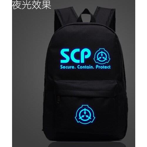 SCP Secure Contain Protect School Bag noctilucous Luminous backpack student bag Notebook Daily backpack Glow in the Dark Mochila