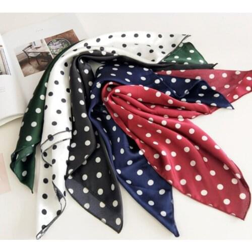 6 Colors Luxury Soft Women Square Scarf Bandanas Wrap Dot Print Beautiful Laides Neck Scarves Headband Hair Tie Bag Decoration