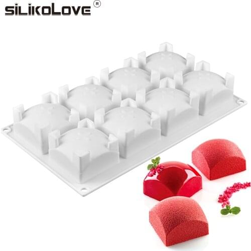 SILIKOLOVE Silicone Mold Form 8 Cavities Rectangle Cube Mousse Cake Mold 3D DIY Baking Cake Mould Muffin Pudding N