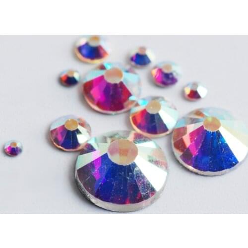 Crystal AB Non Hotfix Strass Rhinestones For Nail Art SS3-SS10 1440pcs Flat Back Glue On Glass Diamonds DIY shoe bag decoration
