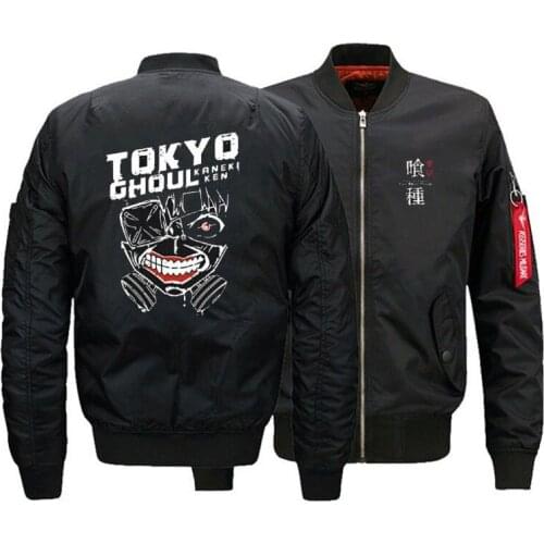 Tokyo Ghoul Autumn Winter MA1 Bomber Jacket Men Pilot Jackets Thick Youth Punk Hip Hop Baseball Coat Casual Streetwear Drop Ship