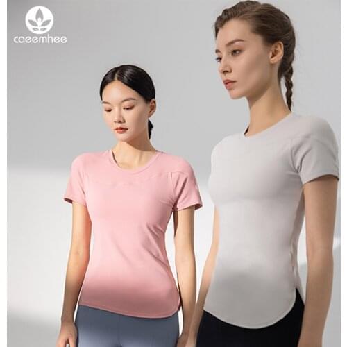 CAEEMHEE Yoga Top Gym Sport Shirt Women Sports Top Womens Fitness T-shirt Quick Dry Running T-shirt Fitness Slim Workout Tops