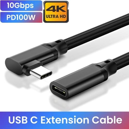 USB C Extension Cable Type C Extender Cord 90 Degrees USB-C Thunderbolt 3 for Xiaomi Nintendo Switch USB 3.1 USB Extension Cable