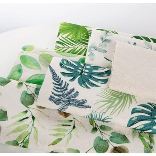 High quality cotton and linen fabrics Sofa door curtain backing block patchwork Green planting fabric Handmade DIY small fresh