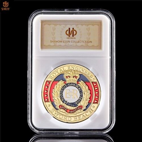 WW II ER Royal Engineers custom metal coin Sword Beach Battle D-DAY gold value military challenge coin W/Hard Capsule Portection