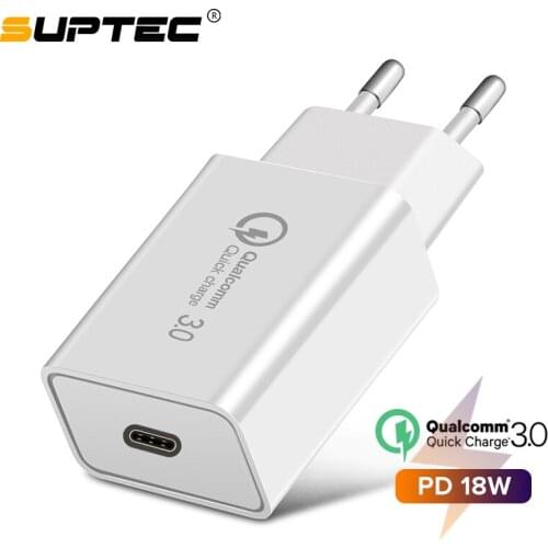 SUPTEC USB Charger 18W PD Fast Charger Quick Charge 3.0 USB Type C Fast Charging Mobile Phone Charger for iPhone Samsung Xiaomi