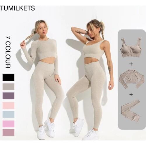 Women Tracksuit Seamless Yoga Suits Push Up Fitness Gym Clothing Sports Bras High Waist Leggings Workout Clothes 2 Piece Set