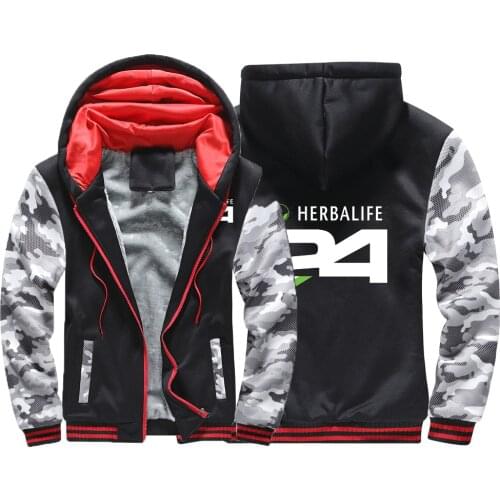 HERBALIFE 24 2021 Winter Mens Print Thicken Jacket Sport Male Hoodies Zipper Sweatshirt tracksuit College Decal design Coats