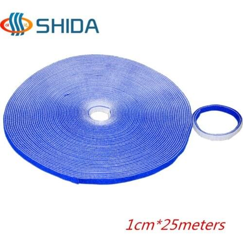 1cm*25m Colorful Reusable Back to Back Magic Tape Hook Loop Sticks Cable Ties Nylon Straps Power Wire Management
