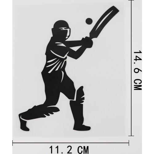 11.2CMX14.6CM Art Decor Cricket Batsman Decal Vinyl Car Sticker Black/Silver 8A-0763