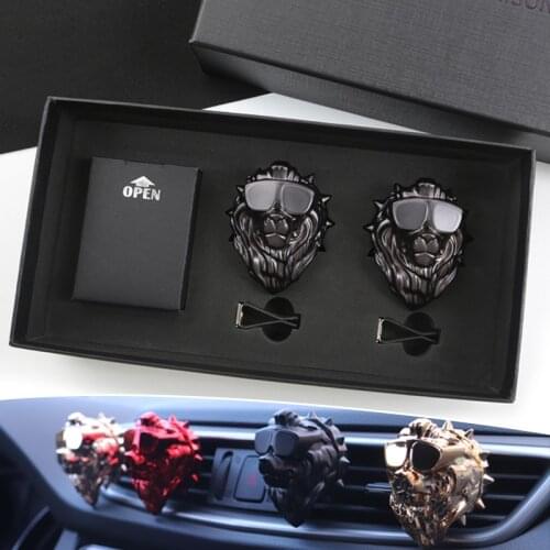 Update 2 PCS Creative Bulldog Car Air Freshener Gift Box Car Perfume Cool Fashion Car Decoration Good Smell Bulldog Fragrance