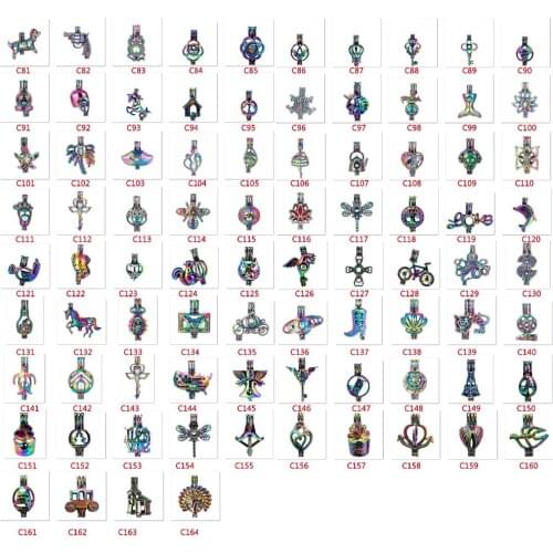 200+ Styles Fashion Rainbow Colored Cages Pendants Pearl/Gem Beads Colorful DIY Necklace Pendant Charms Wholesale 100pcs CM008