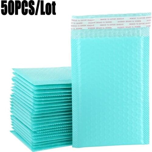 50Pcs Shockproof packaging bubble logistics bag green squeeze foam wholesale matte co-extrusion film buffer bag envelope