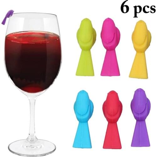6Pcs/Set Silicon Bird Wine Glass Marker Wine Glass Recognizer Cup Distinguisher Cat Bird Wine Glass Marker Charm For Party Bar