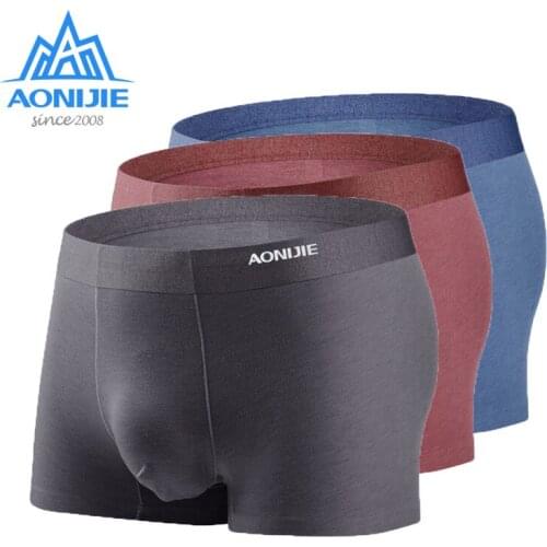 AONIJIE 3 Packs E7004 Quick Dry Mens Sport Performance Boxer Briefs Underwear Modal Mulberry Silk For Running Fitness Gym