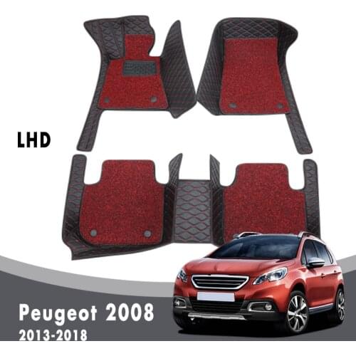 Auto Carpets Luxury Double Layer Wire Loop For Peugeot 2008 2018 2017 2016 2015 2014 2013 Car Floor Mats Custom Protector Covers