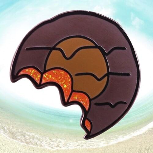 British Biscuit spongy cake orange jelly chocolate Frosting coating little snacks enamel pin Cookies Croatian Treat brooch