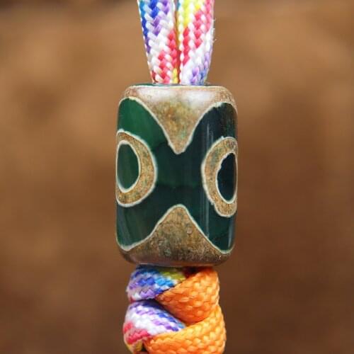 Tibetan 5.5MM Hole Three-eyed Dzi Agate Stone Beads Lanyard Pendant Umbrella Rope DIY Bracelets Accessories Paracord Bead Charms