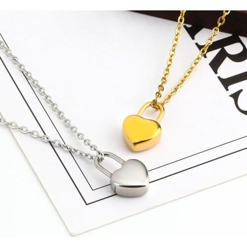 HUIET Trendy Chain Choker On Neck Lock Charms Solid Pendant Thin Chains Men Women Jewelry Gifts Simple Necklace Wholesale Items