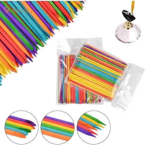 Wholesale Wooden Cuticle Pusher Remover Nail Art Design Mix Colors Wood Sticks Dotting Removal Manicure Pedicure Care Tools
