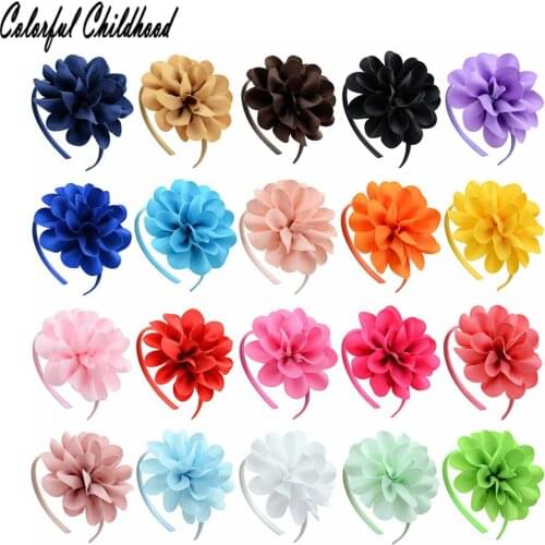 4.53 inch 20pcs/lot Elastic Headband Polyester Cloth Flower Head band Hair Band Kids Hair Accessories