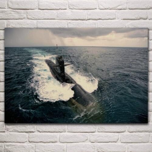 Kalvari class s21 electric submarine navy ship sea living room home decoration wall art decor wood frame fabric poster KN673