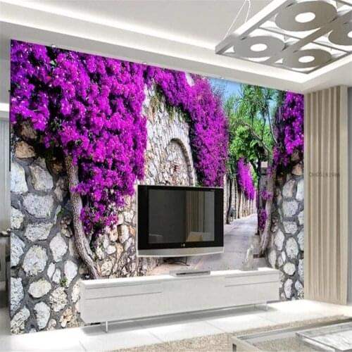Purple wallpapers flower mural 3d wallpaper 3d wall papers for tv backdrop beautiful scenery wallpapers