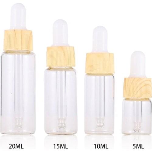 20pcs/Lot 5ml 10ml 15ml 20ml Clear Glass Dropper Bottle Portable Eye Aromatherapy Esstenial Oil Perfume Cosmetic Container
