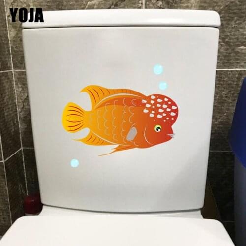 YOJA 21.8*20.7CM Flashing Fish Wall Sticker Home Decoration Toilet Decal Cute Cartoon T3-1031