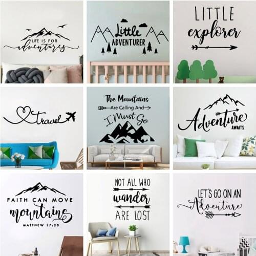 Artistic Mountains Adventure Vinyl Wall Decals Home Decor For Living Room Bedrrom Kids Room Nature Decor Mural Poster