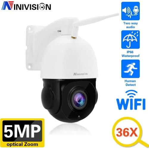 5MP Wifi PTZ Camera 36x Zoom Wireless IP Camera Outdoor Two-Way Audio Day&Night Vision Alarm IP Security CCTV Camera 1080P ONVIF
