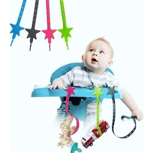 Baby Stroller Hook Silicone Star Pacifier Chain Non-toxic Teether Strap Kids Toy Holder Stroller Organizer Stroller Accessories