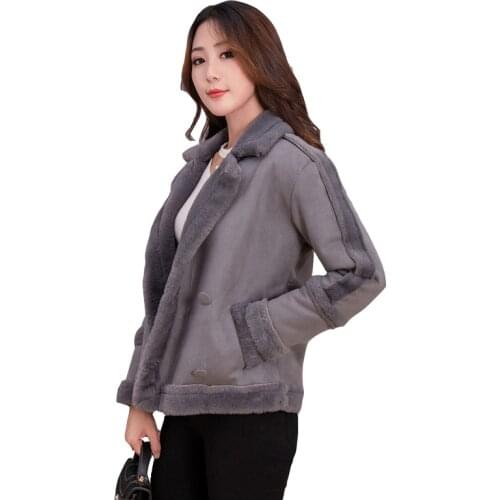 Winter Warm Jacket Female New Lamb Wool Coat Woman Short Cotton Overcoats Loose Thick Deerskin Velvet Padded Jackets Women Tops