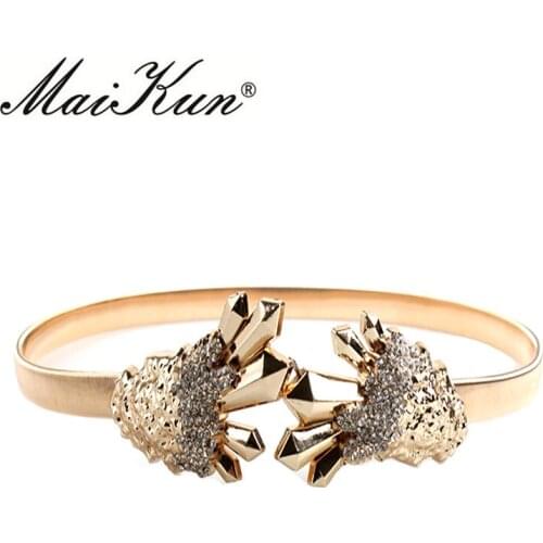 Maikun Thin Belts for Women Wedding Belt Luxury Golden Jeans Cinch Bling Shiny Decorated Rhinestones