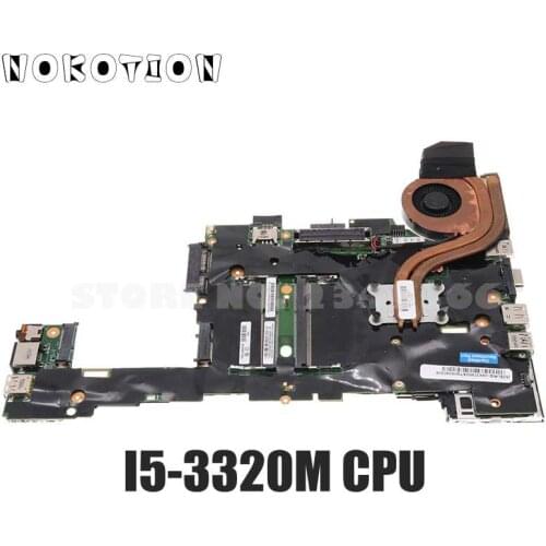 NOKOTION 04W6802 04Y2036 04W6716 04X3740 for Lenovo ThinkPad X230T Tablet Laptap Motherboard I5-3320M CPU With Heatisnk