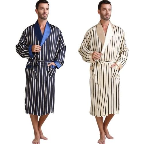 Mens Silk Satin Pajamas Pajama Pyjamas Sleepwear Robe Robes Nightgown Loungewear U.S.S M L XL 2XL 3XL Plus Striped_ Gifts