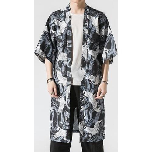 2021 Original Men Japan Style Kimono Cardigan Shirt Coat Traditional Loose Printing Fashion Casual Thin Jacket Summer Outerwear