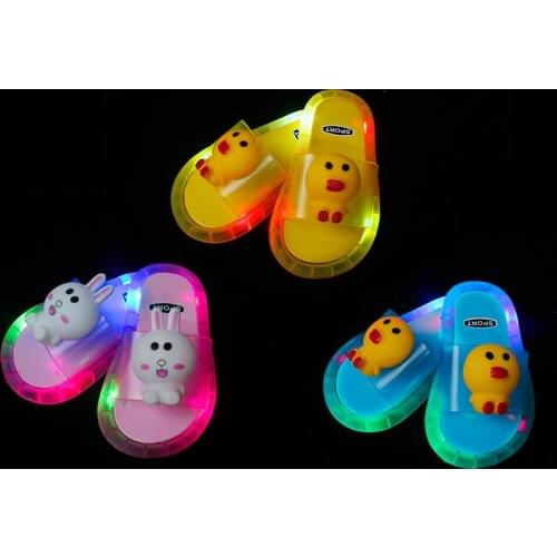 2021 NEW Children LED Garden Shoes Kids Slippers Baby Bathroom Sandals Shoes For Girl Light Up Luminescence Plastic Soft Bottom
