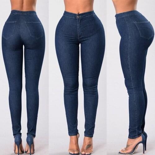 2018 Hot Sexy Women Jeans Casual Women Clothing High Waist Women Vintage Pencil Jeans Solid Color Jeans For Womens