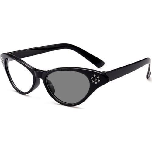 Fashion Cat Eye Photochromic Reading Sunglasses for Women Beautiful Diamond Frame Presbyopic Eyeglasses Driving Travel Spectacle