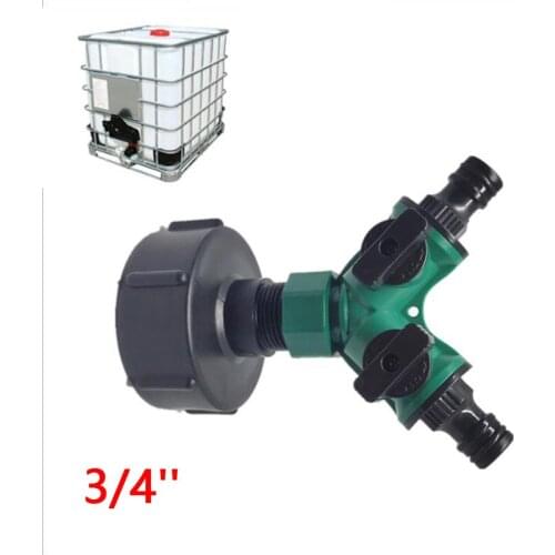 3/4 inch 2 Way Tap Water Splitter Hose Lock Connector IBC S60X6 60mm Garden Tap Irrigation Valve Hose Pipe Quick Adapter