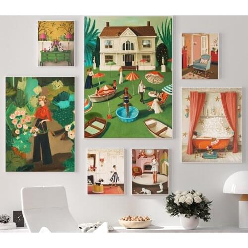 Full Diamond Embroidery 5d New Fashion Lady Motel Retro Printing Poster Diamond Painting Wonderful Garden Diy Home Decoration