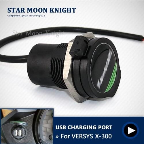 Socket Splitter 2 USB Charger Cover Car Charger with Led Light Power Adapter Motorcycle Socket Mount For Kawasaki VERSYS X-300